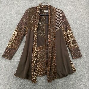 Adore Cardigan Womens S Brown Patchwork Open Front Forest Fairycore Boho Cottage